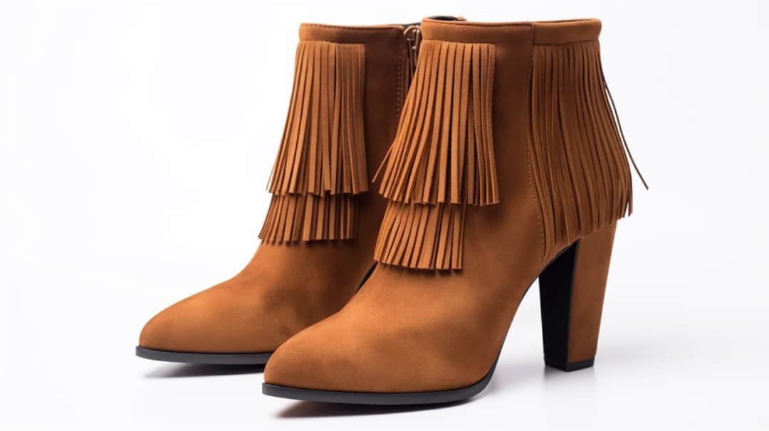 Odkryj Eleganckie Botki z Frędzlami na Słupku - Modne Buty Damskie z Frędzlami